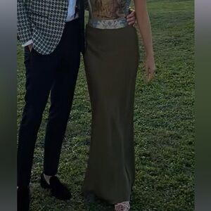 Anthropologie Olive Green Maxi Skirt